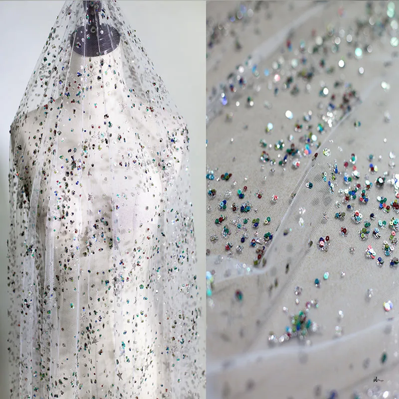 Звездное небо черный волшебный цвет сетка Марля ткань горячие бриллианты