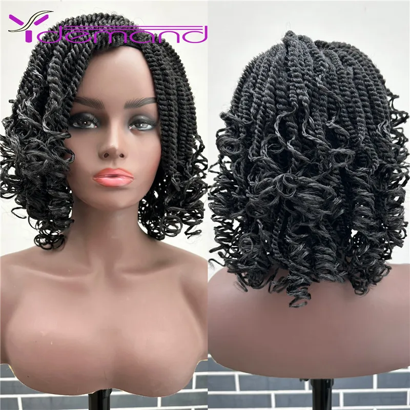 

Y Demand короткие плетеные парики для чернокожих женщин, термостойкие плетеные волосы, парик Боб, африканский синтетический Плетеный парик Боб