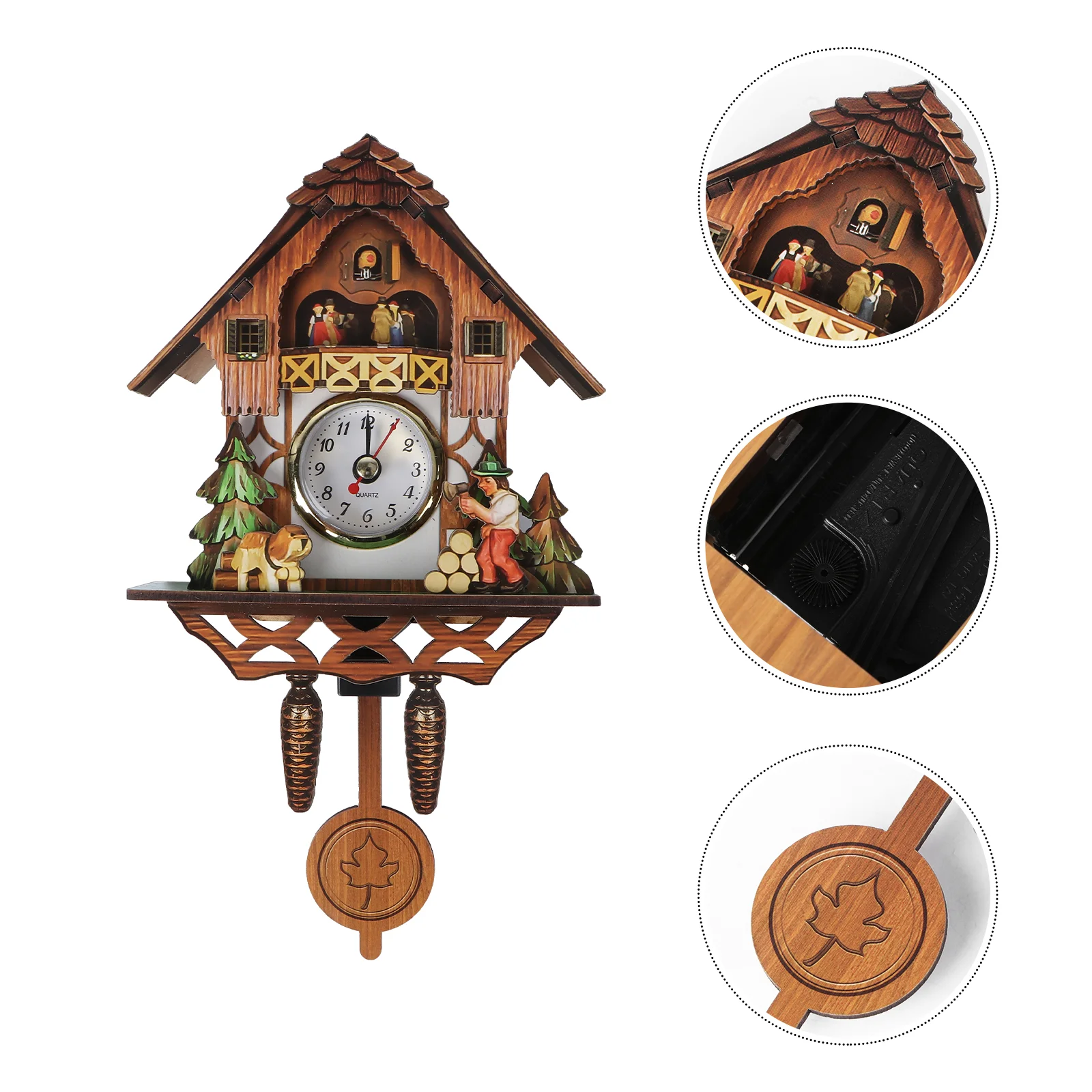 

Clock Wall Wooden Wood Pendulum Vintage Clocks Cuckoo Kids Bird Retro Hanging 3D Chiming Decor Forest Decorative Silent Modern