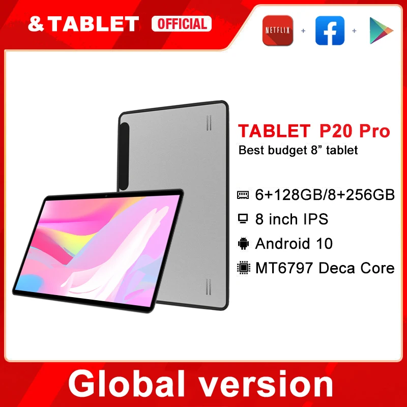 

Tablet P20 Pro 6GB RAM 128GB ROM 8 Inch Tablets Android 10.0 Google Play Tablette Deca Core GPS 4G Tablete Dual SIM Tablette PC