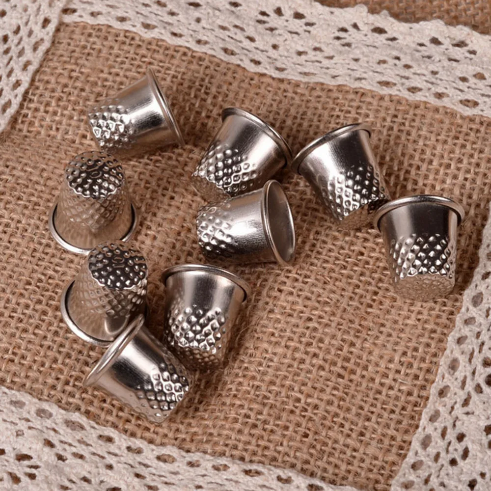 10Pcs Top Quality Metal Finger Thimbles Tailor Sewing Grip Shield Protector Sewing Machine Handworking Pin Needle Tools On Sale