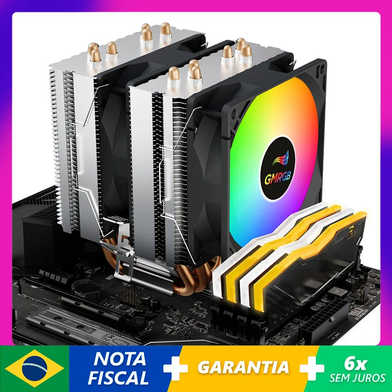 

GMRGB 6 Heat Pipes CPU Cooler 4 Pin PWM RGB PC Quiet Intel LGA 1700 2011 1200 1150 1151 X79 X99 E5 AMD AM3 AM4 CPU Cooling Fans