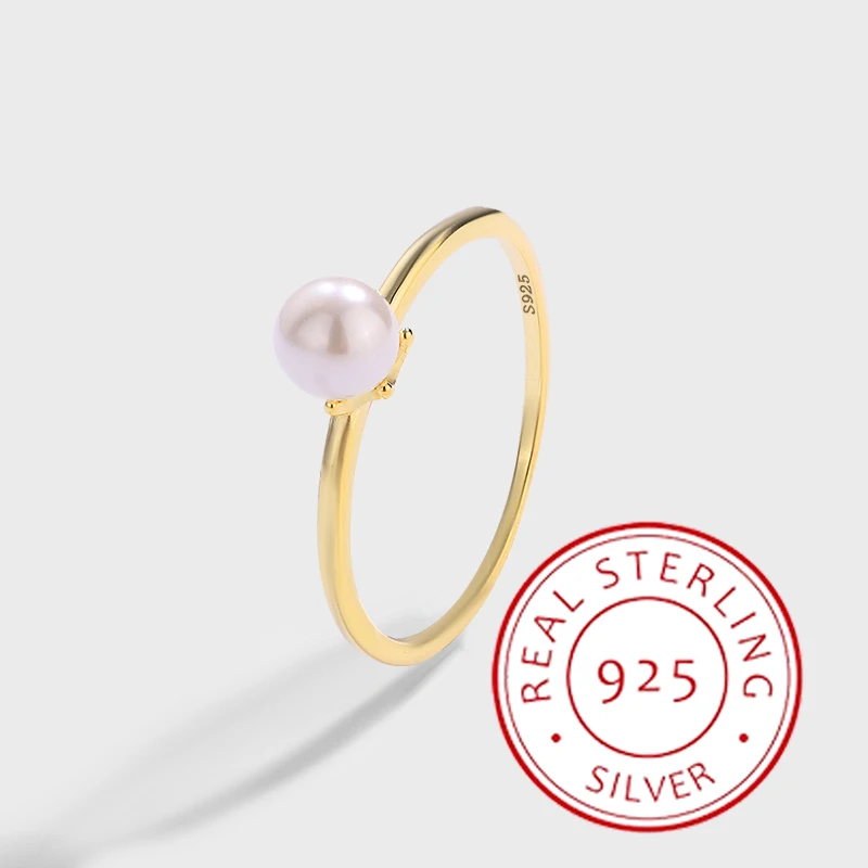 Модное простое и Универсальное кольцо из серебра пробы с маленьким жемчугом