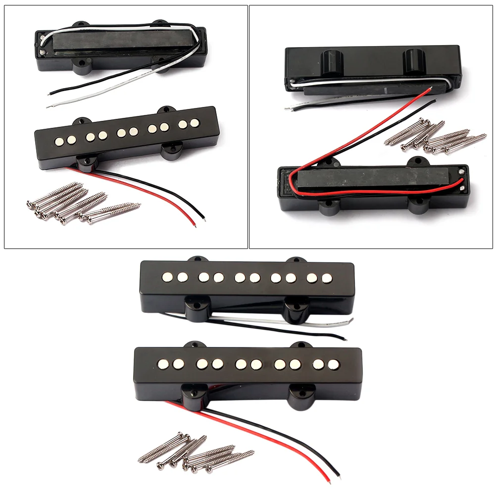 2Pcs Bass Pickups 5 String For 5- String Jazz Bass Guitar Guitar Parts and Accessories GMB08 Black