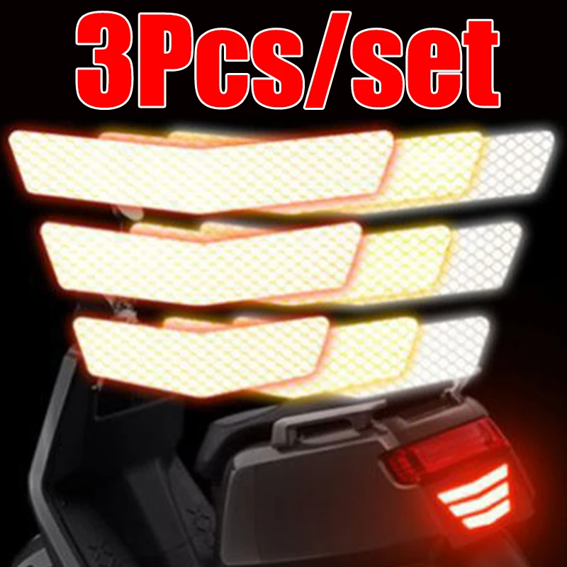

3Pcs/set Car Motorcycle Reflective Trapezoidal Arrow Tail Fender Stickers Night Safety Driving Stickers Decals Car Accessories