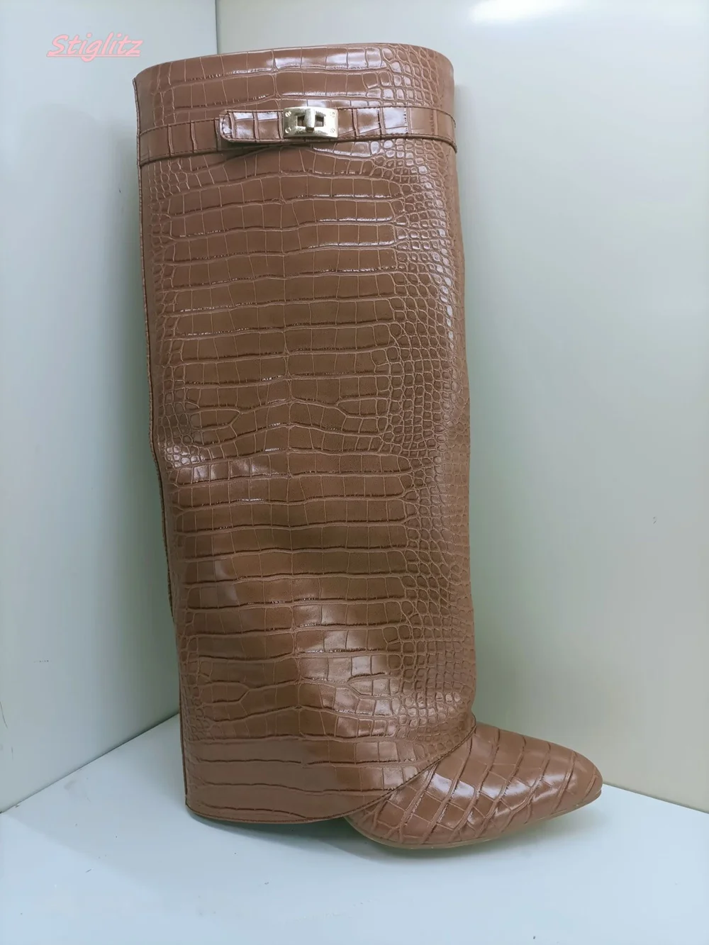 Winter Luxury New Women Boots Patent Leather Round High Heel Pointed Toe Punk Metal Zipper Retro Hollow White Novelty Shoes