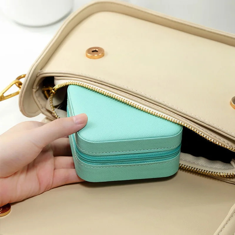 Portable Jewelry Organizer Display Travel Jewelry Case Boxes Ear Studs Earring Leather Storage Jewelry Box Woman