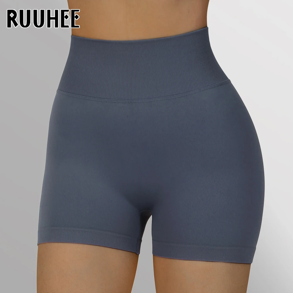 Женские Бесшовные Леггинсы RUUHEE байкерские шорты с высокой талией для йоги
