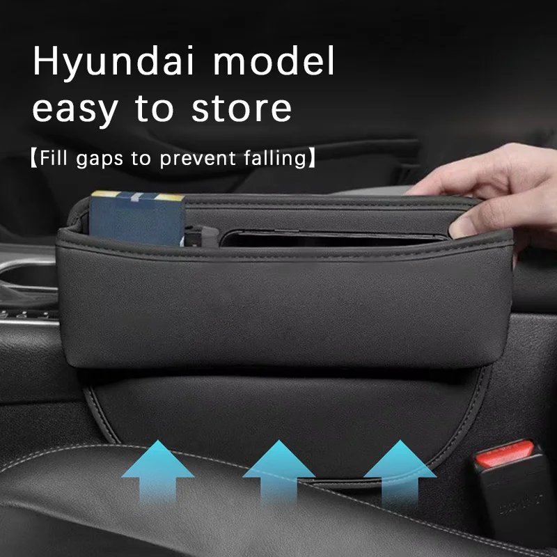Car Seat Gap Slot Storage Box Bag Interior Pocket Leather Accessories For Hyundai Nexo mid size SUV