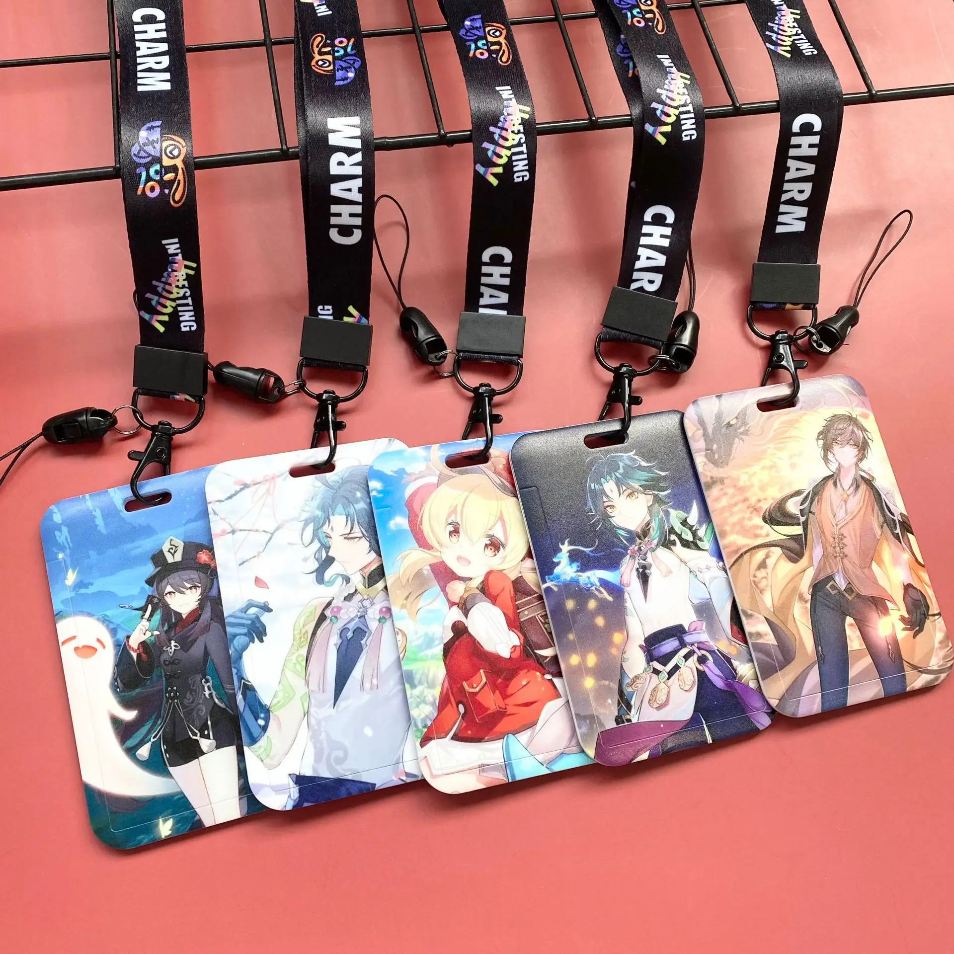 

Genshin Impact 2023 Hot Sell Student card set campus card double-sided Cute Cartoon Id Card With Lanyard Access Card Cover