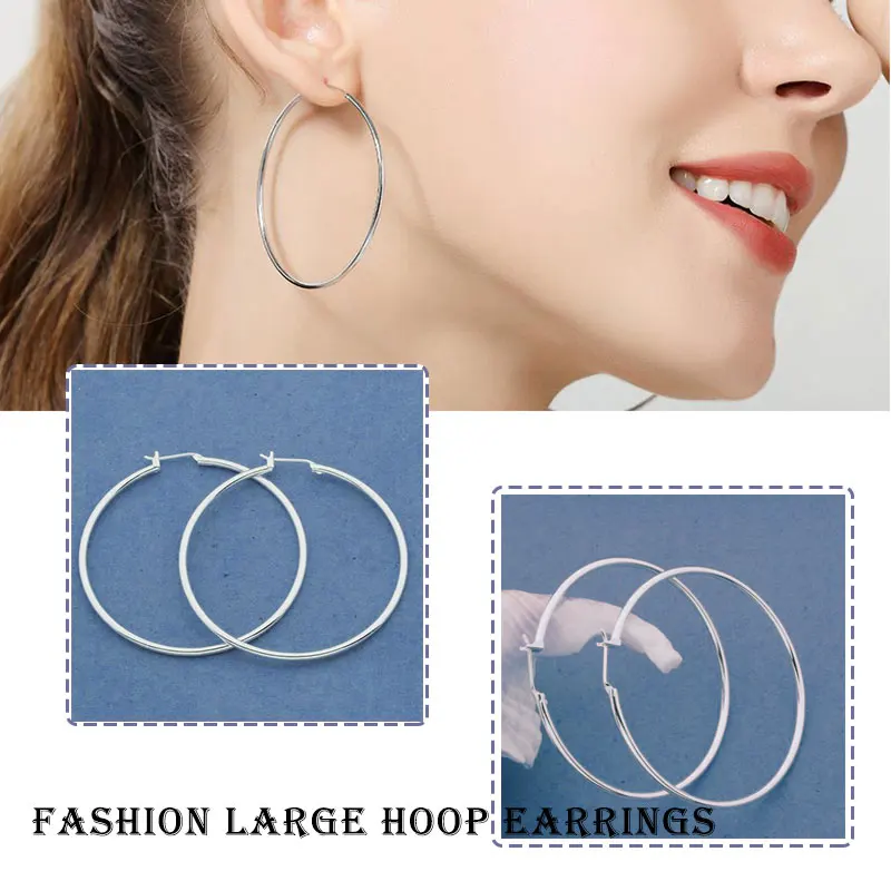 

1Pair Elegant Charm Big Circles Smooth Round Exaggerated Simple Hoop Earrings Women Jewelry Gift Cool Beauty For Girls
