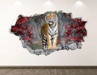 tiger wall decal safari 3d smashed wall art sticker kids room decor vinyl home poster custom gift kd116