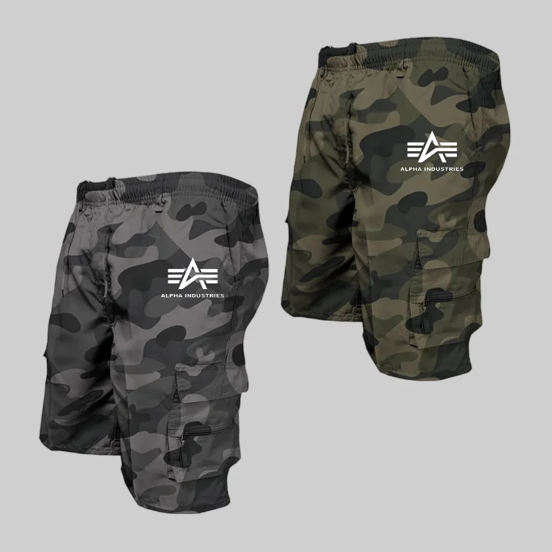 

Брюки-карго мужские с множеством карманов, модные повседневные бриджи, свободные бордшорты, короткие штаны, на лето