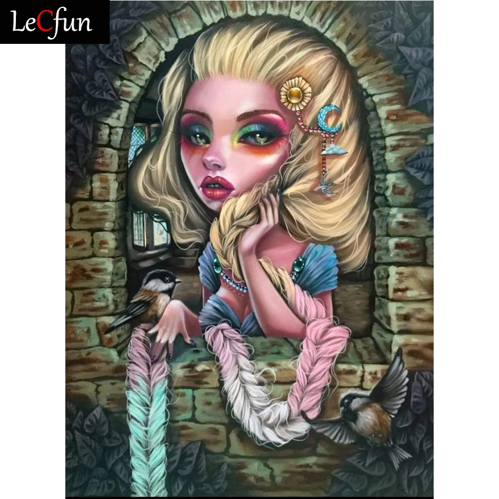 

LeCfun 5D Big Eyes Girl Princess Diamond Painting Kits Full Square/Round Drill Gem Dotz Rhineston Paint By Number Diamonds Art