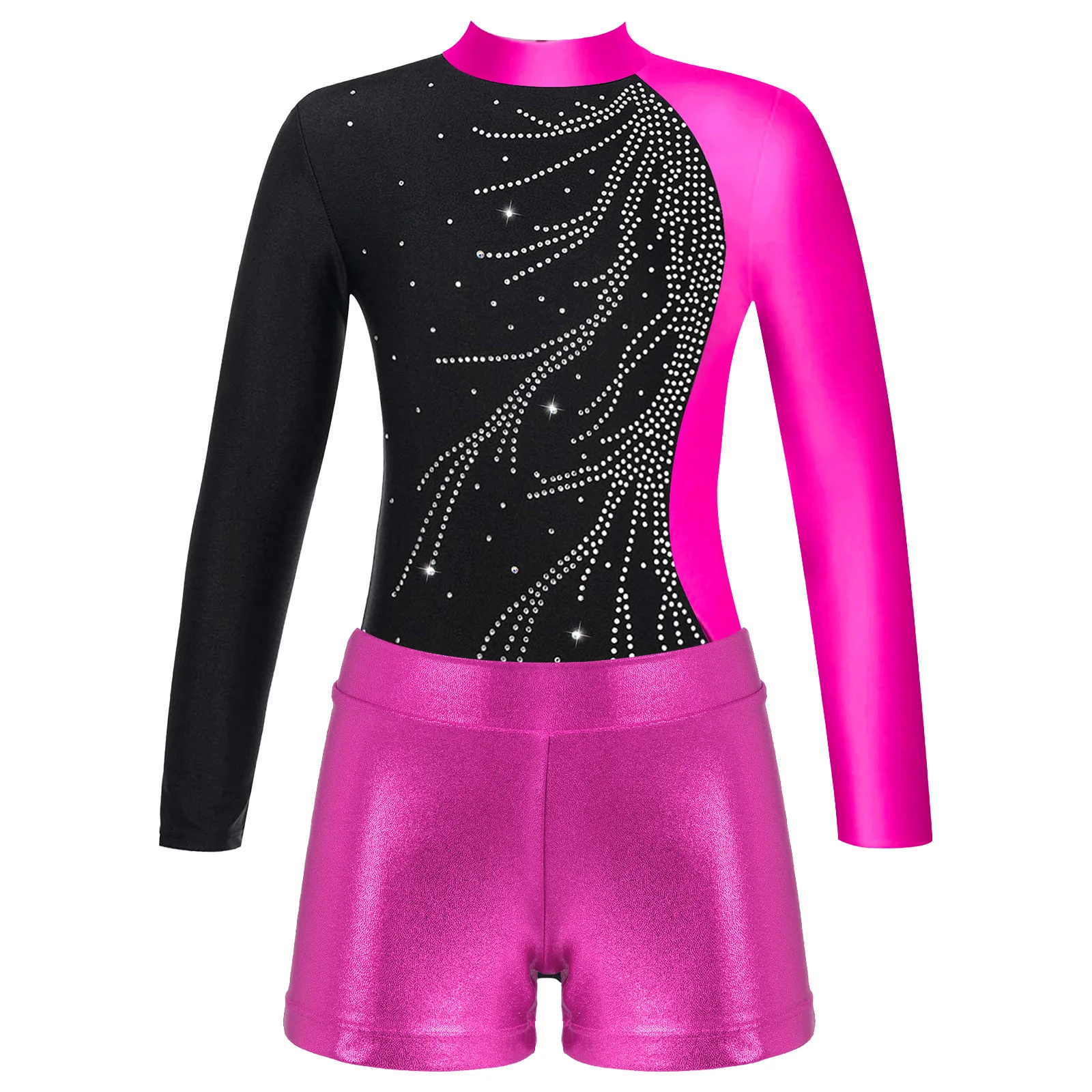 Детские гимнастические трико с длинными рукавами и шорты для девочек комплекты