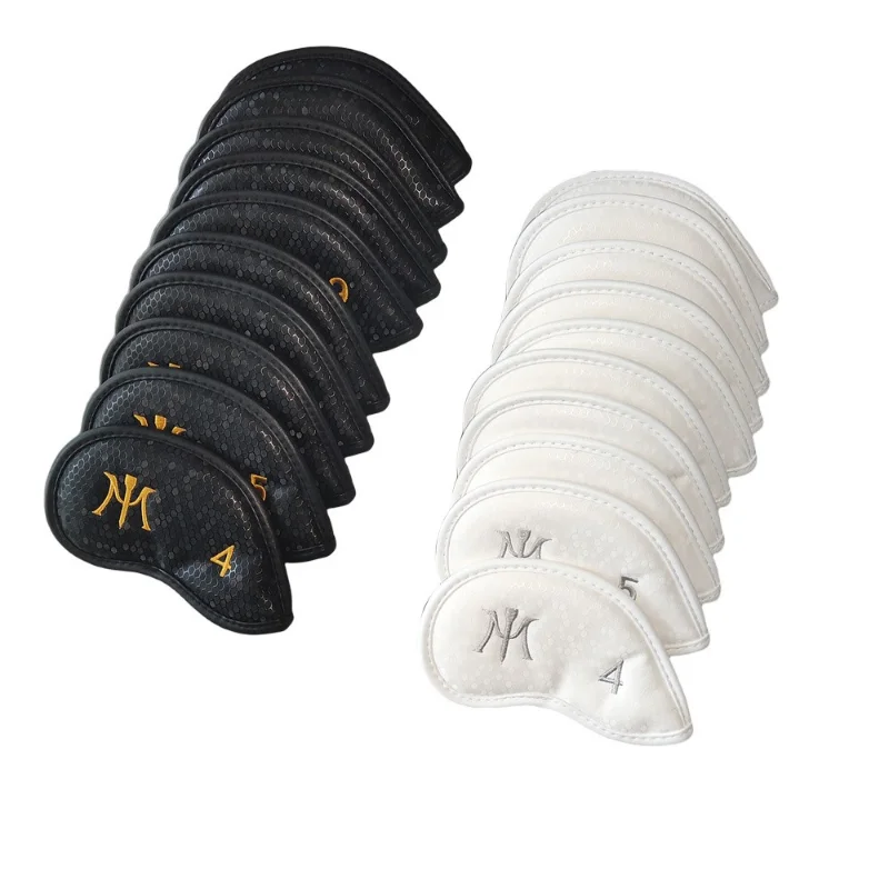 Golf Iron Head Cover Set 10Pcs Black White Honeycomb 3D Material Golf Club Headcovers
