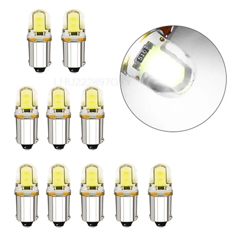 

NEW 10pcs BA9S COB 4SMD T10 LED Car Led W5W Side Wedge Light Interior Signal Lamp License Plate Light Dome Lamp