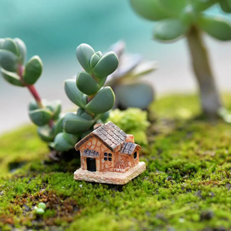 

1pcs Small House Cottages DIY Toys Crafts Figure Moss Terrarium Fairy Garden Ornament Landscape Decor Random Color Dollhouse