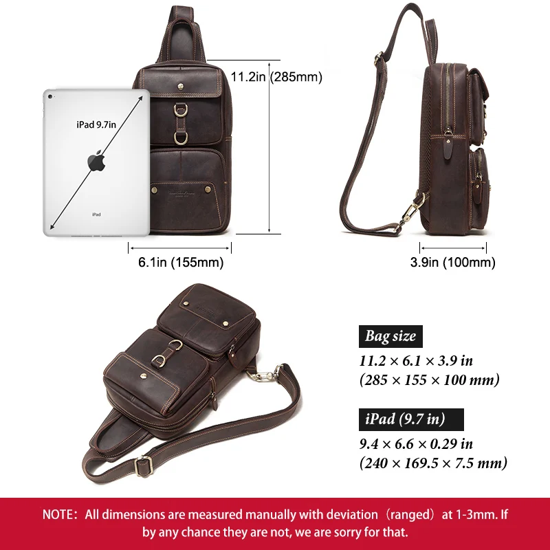 New Style Genuine Leather Men Chest Bag Fashion Multifunction Shoulder Crossbody Bag High Quality Travel Sling Bag Pack For Male