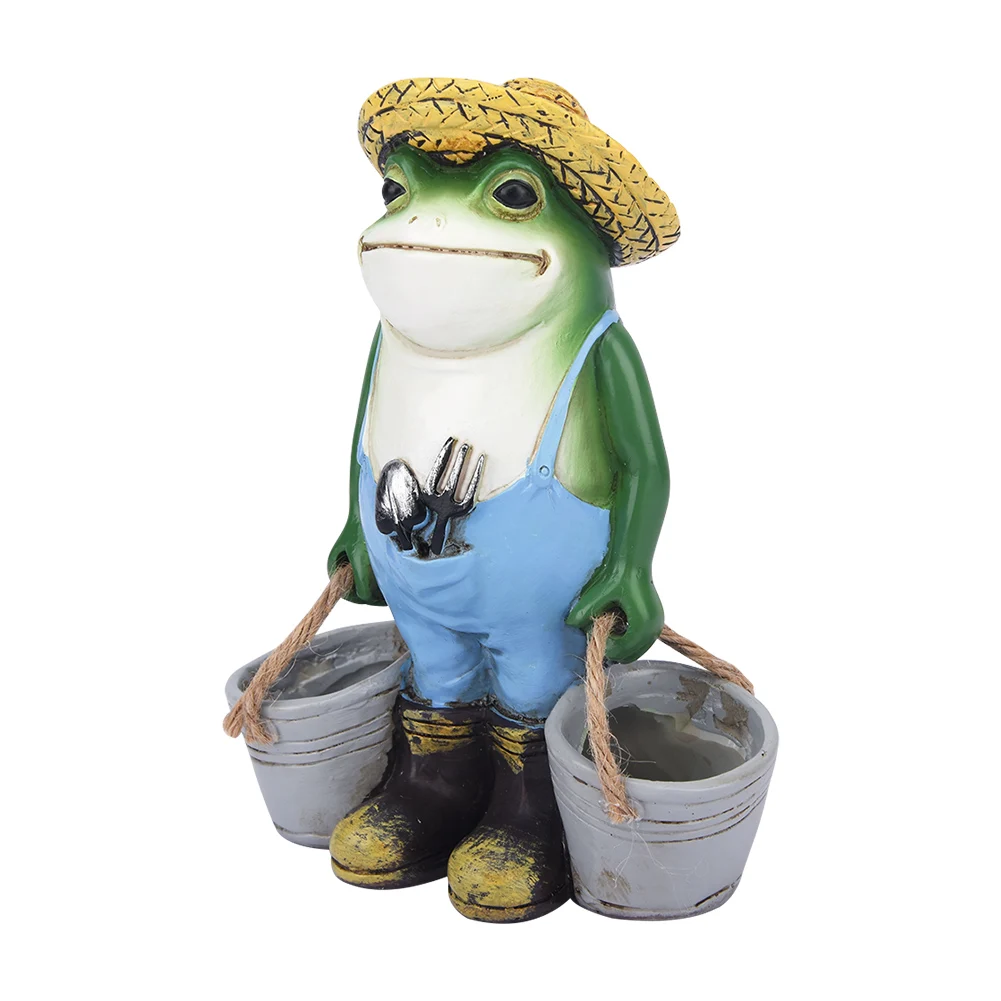 

Garden Ornament Resin Gift Home Decor Indoor Outdoor Yard Cute Funny With Bucket Animal Sculpture Figurine Frog Statue Craft