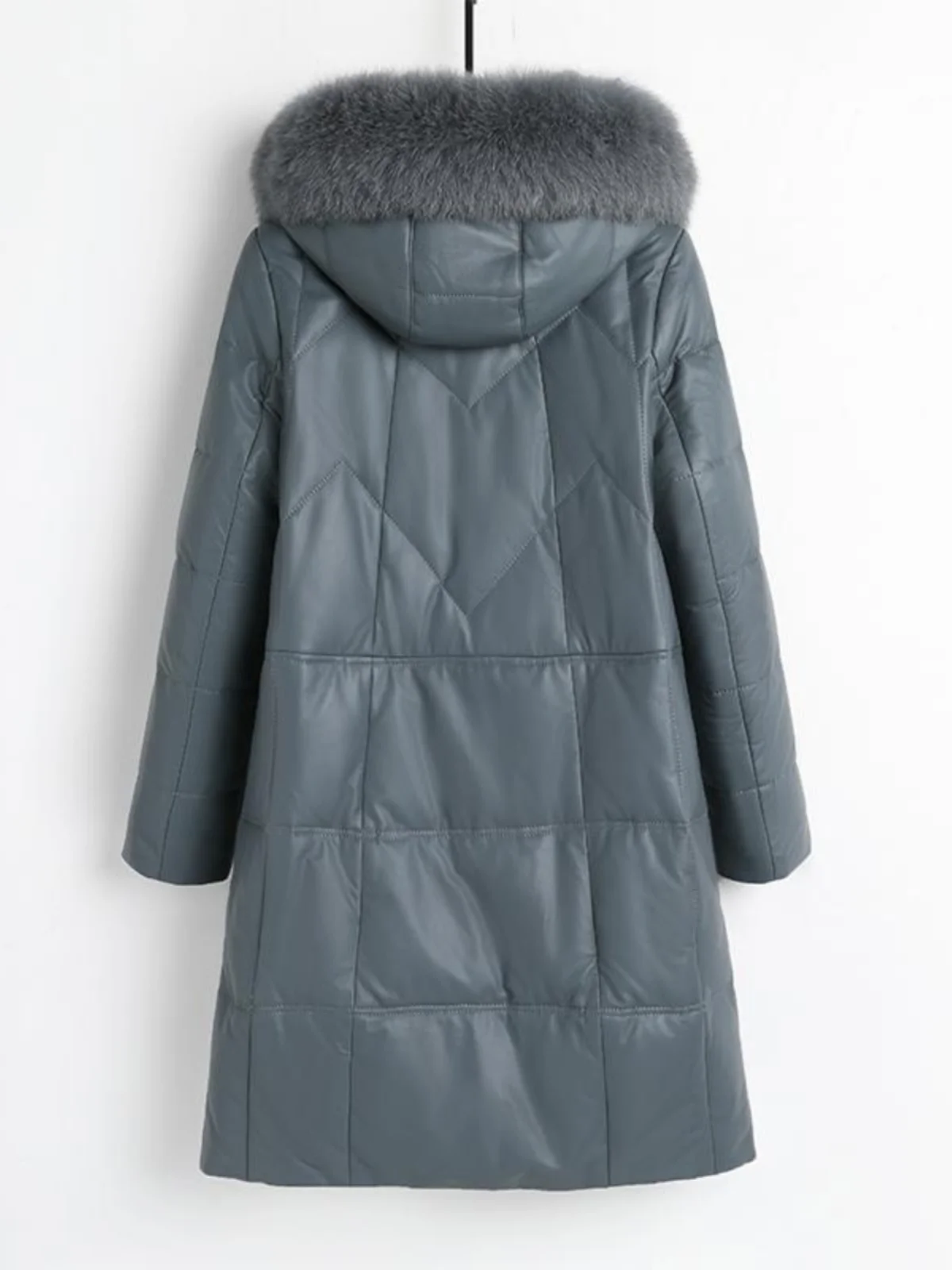 Haze Blue толстый меховой воротник из овчины новинка 2024 зимняя женская облегающая