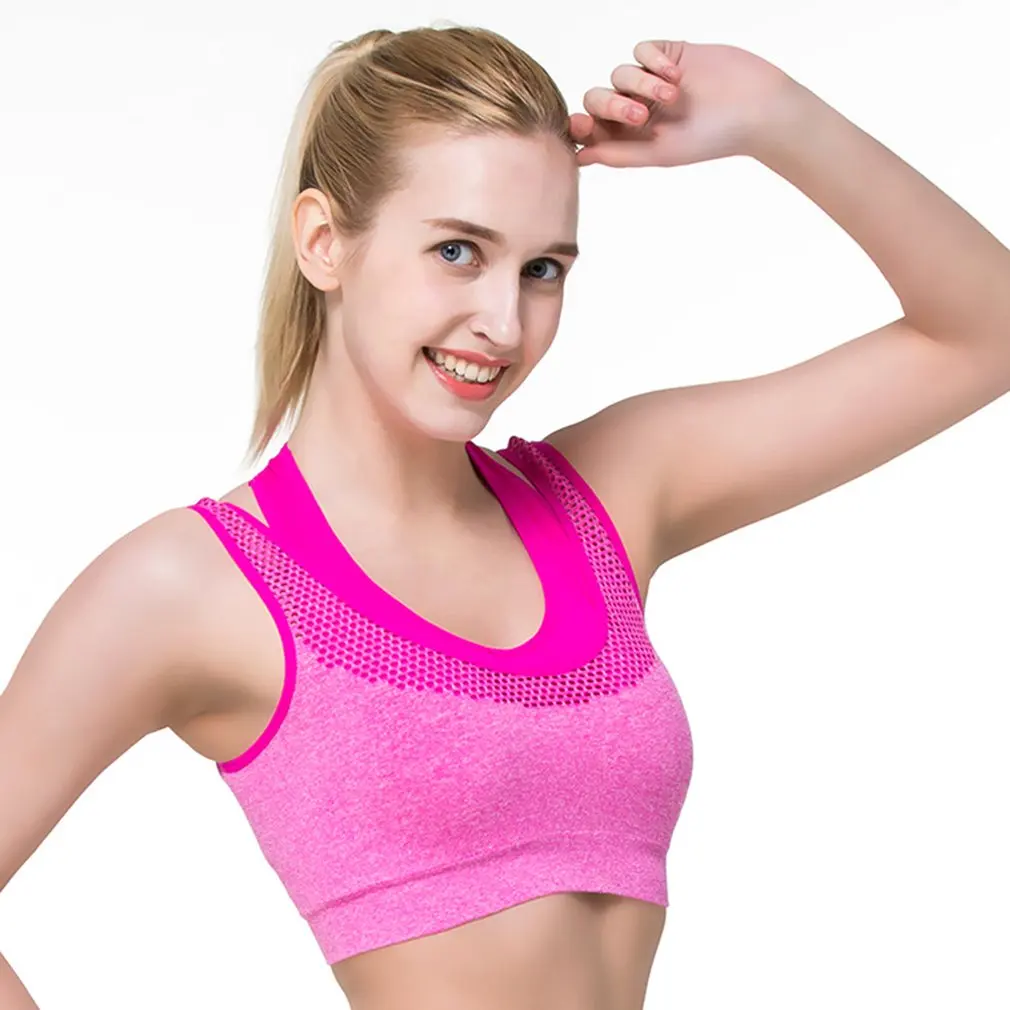 

NEW Womens Sport Bra Fitness Yoga Running Vest Underwear Padded Crop Tops Underwear 7 Colors No Wire-rim Bras Female