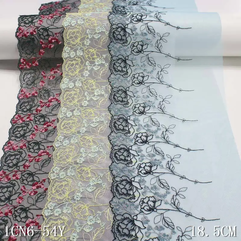 

30Yards New Nylon High Quality Tulle White Lace Trim Fabric for Lady Lingerie 19cm Flower Embroidered Lace