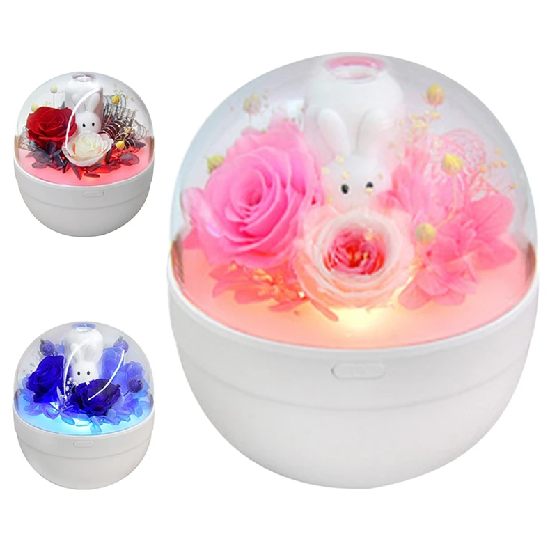 

Rechargeable Humidifier Sweet Rabbit Everlasting Flower Aroma Essential Oil Diffuser Air Fogger LED Water Replenishing