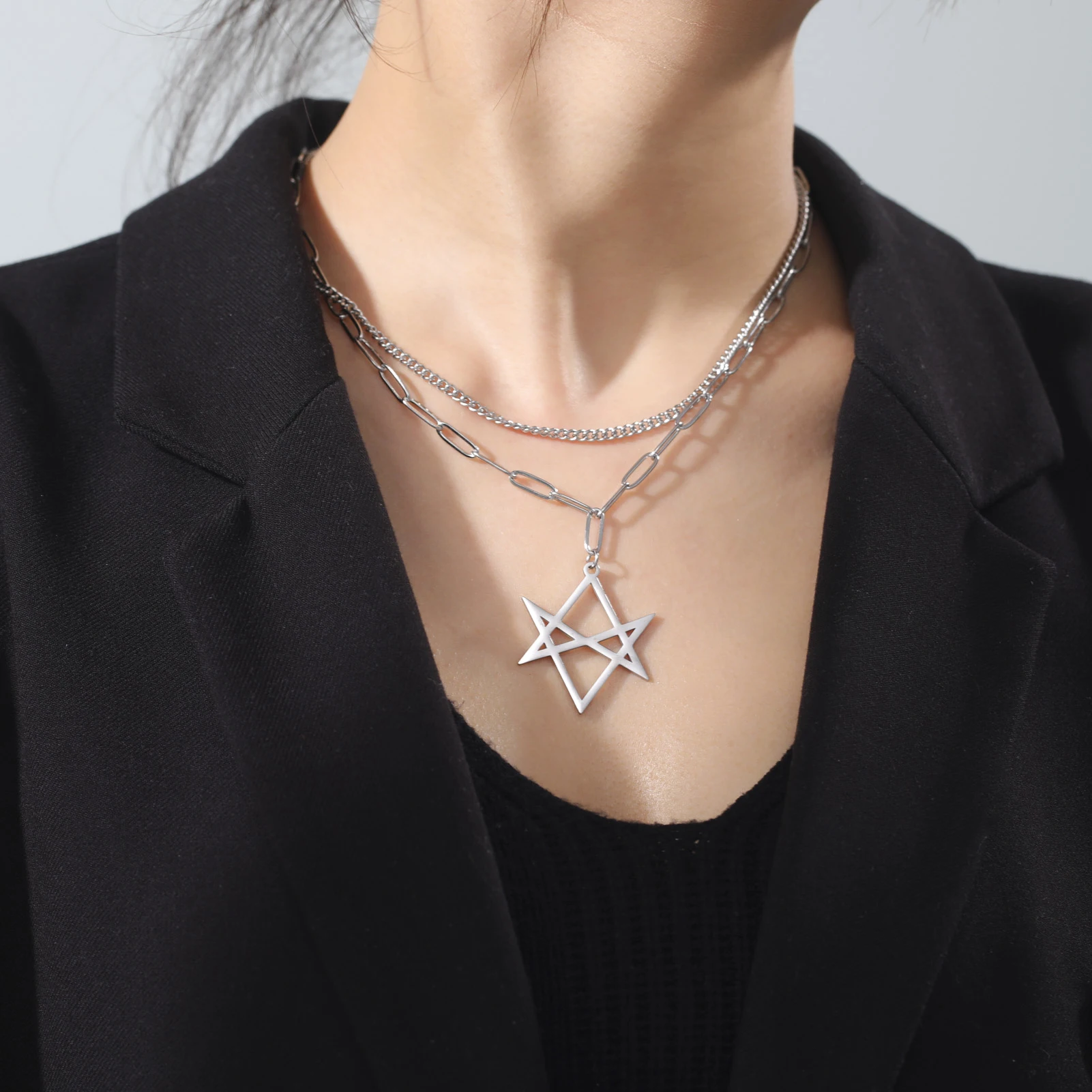 LIKGREAT Thelema Unicursal Hexagram Symbol двухслойное ожерелье винтажный религиозный талисман