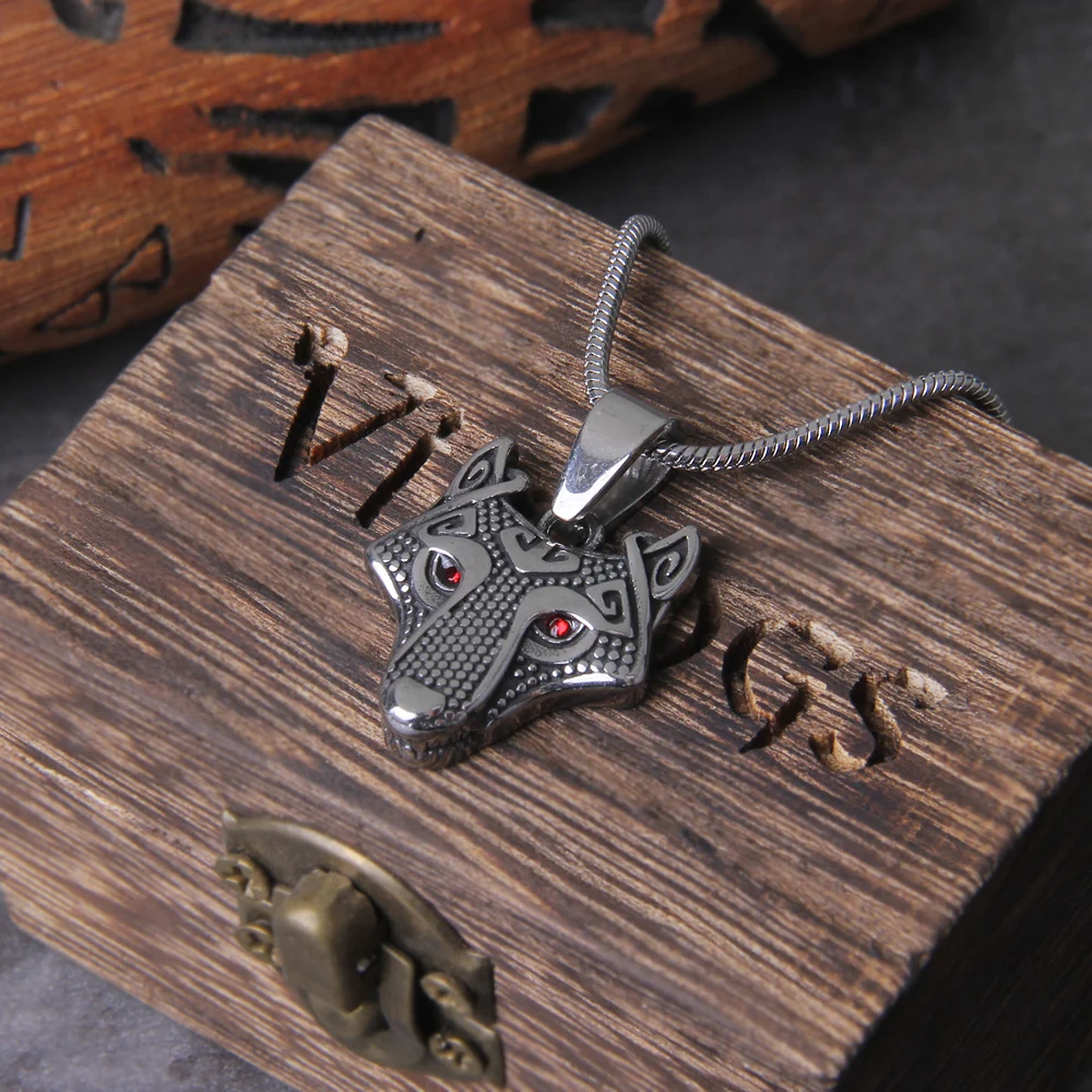 Невыцветающее ожерелье из нержавеющей стали в виде головы волка