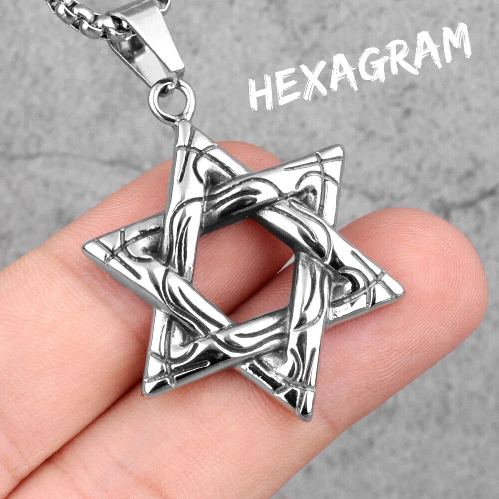 

Мужская Серебряная Звезда Давида, еврейский кулон из нержавеющей стали, ожерелье, ювелирные изделия