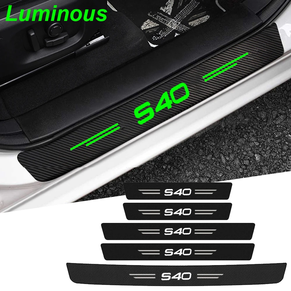

Car Front Door Sill Protector Stickers for Volvo S40 Logo Luminous Anti Scratch Strips Trunk Bumper Guard Threshold Scuff Cover