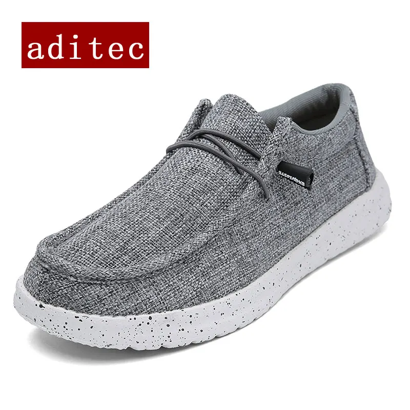 

Aditec Ultra Сделано в Китае, высокое качество, прогулочная обувь, легкие, мягкие мужские топ-сайдеры, большие размеры, не устают от ног, Тканевая обувь