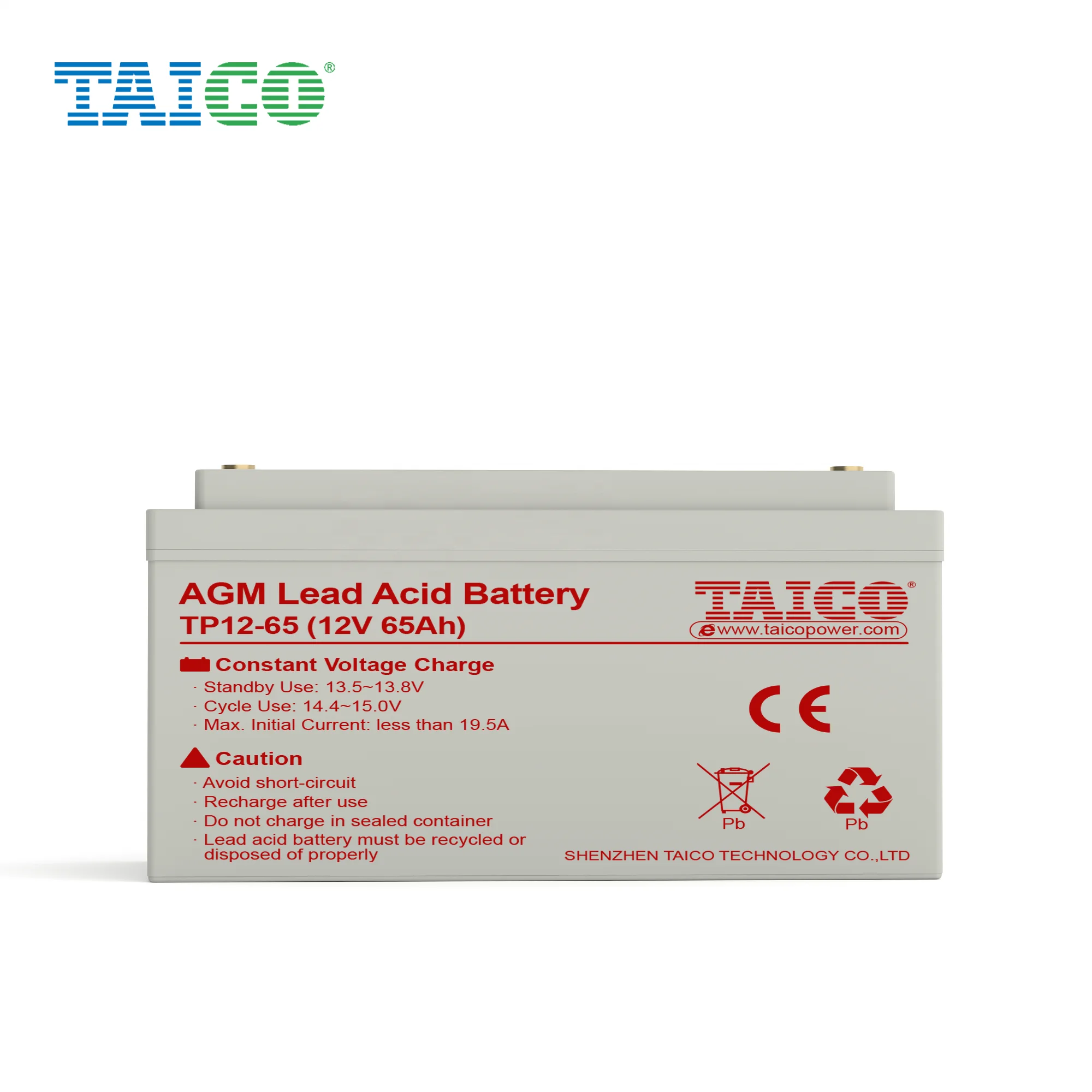 

TAICO Deep Cycle Lead Acid Battery 12V 65Ah Battery AGM 10Hr UPS Battery