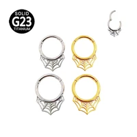 astm f136 g23 titanium crown spider web nose rings conch clicker earrings daith septum hoop helix piercing stud 16g
