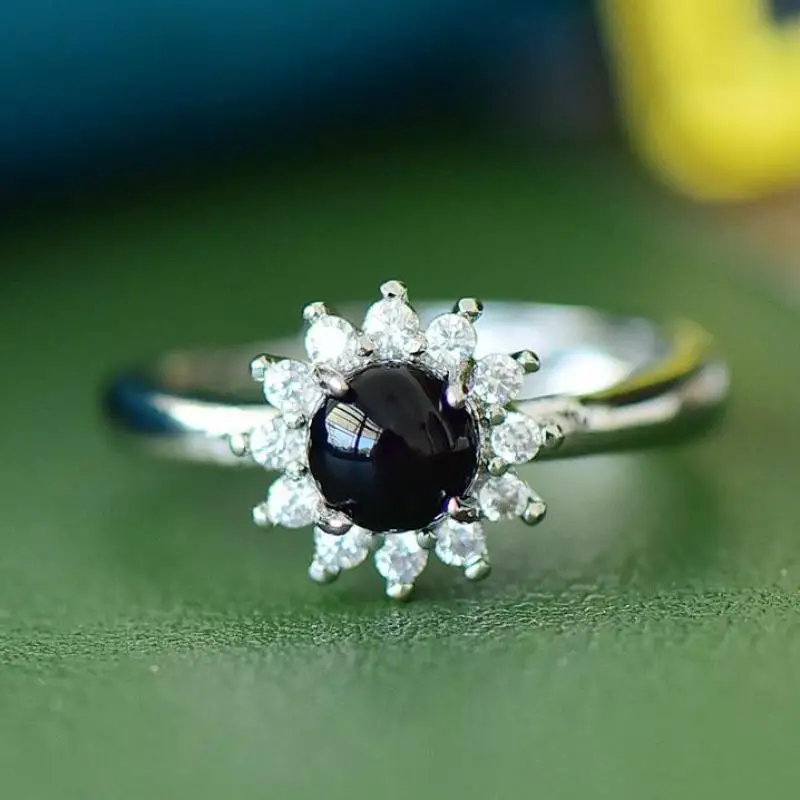 

Кольцо из черного нефрита женское, исцеляющий драгоценный камень, ювелирные изделия из натурального китайского нефрита, нефрита, меди, циркония