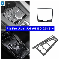 interior refit kit multimedia center gear shift box stripes control panel cover trim for audi a4 a5 b9 2016 2021 black brushed