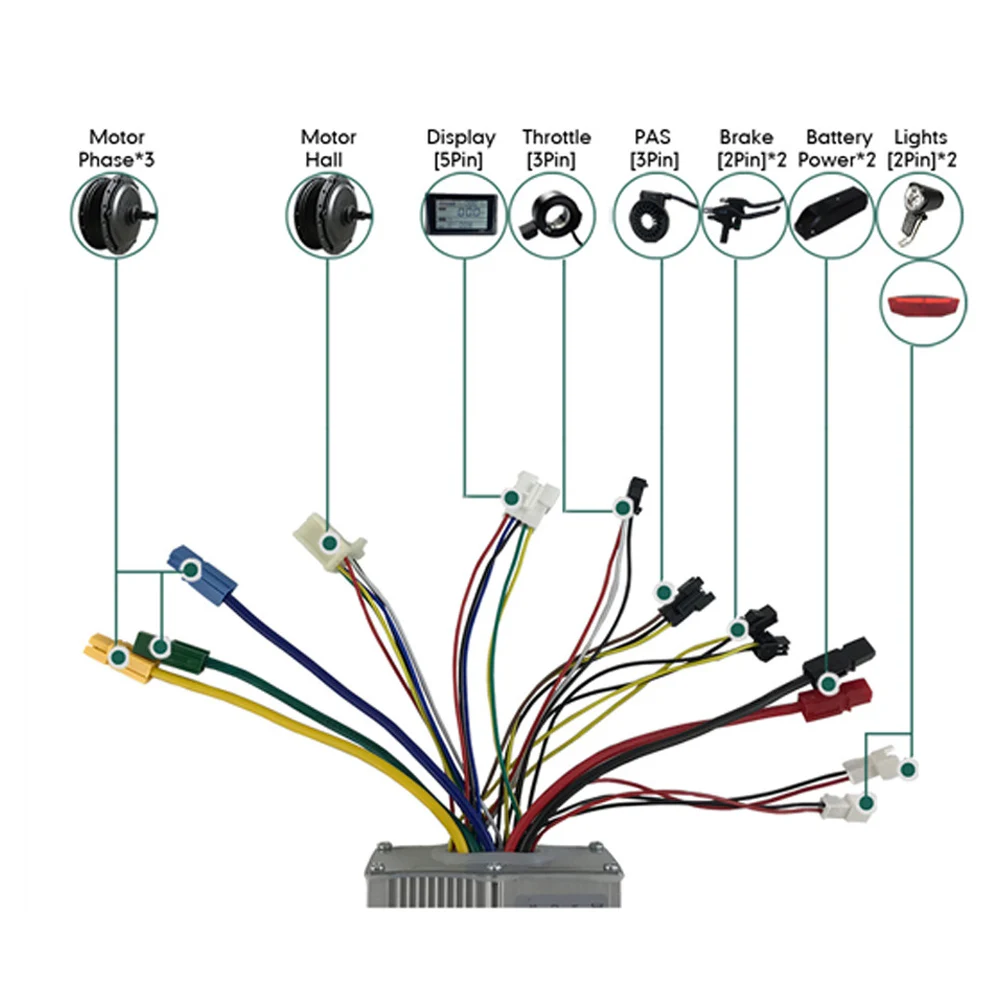 

36/48V KT30A E-bike Waterproof Controller W/Lightline For 1000W Brushless Motor Electric Bicycle Dual Mode Controller Accessory