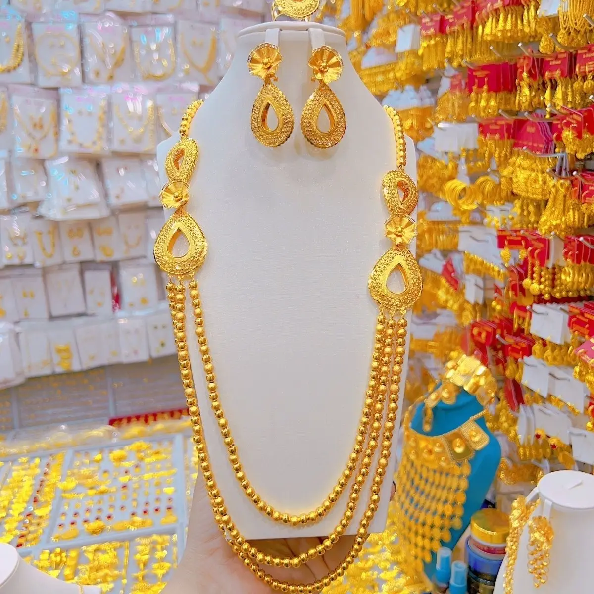 Новые позолоченные серьги-колье в Дубае для женщин комплект ювелирных изделий