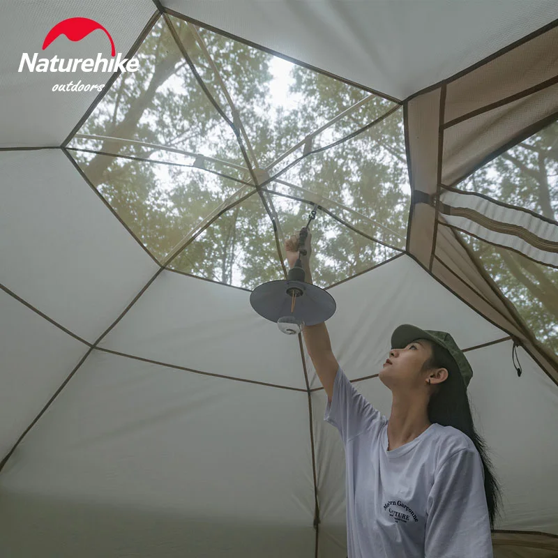 Naturehike Outdoor Hexagonal Camping Tent 3-4 Persons 210T Fabric Large Space Windproof Family Tent For Hiking Travel NH21ZP001