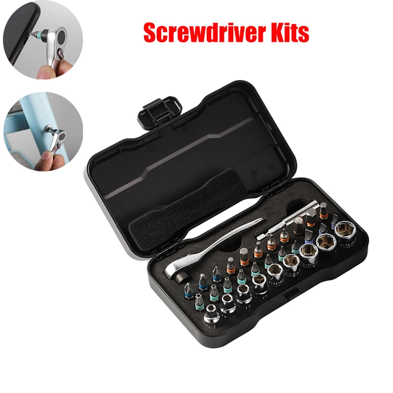 

RS2 33 in 1 Multi-purpose Ratchet Wrench Screwdriver Kits Bicycle Dismantling Tools S2 Magnetic Bits Tools Set DIY Repair Tool