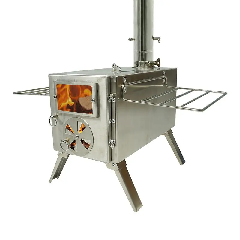 

[Top Lander]Camping Tent Stove with Chimney Firewood Stove Portable Detachable Folding Stainless Outdoor Hiking Tent Camp Burner