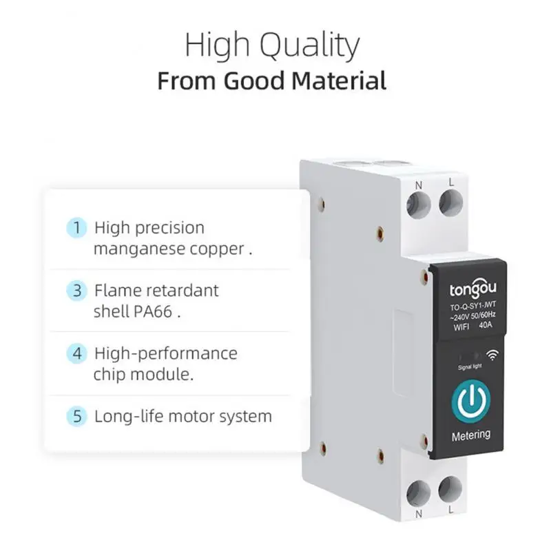 

Wifi Din Rail Wireless Switch Tuya Smart Home With Metering Remote Control Switch By App Tongou Diy Circuit Breaker 1p 63a