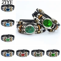 computer circuit board leather bracelets for man glass cabochon snap buttons braided bracelets bangles jewelry gifts wholesales