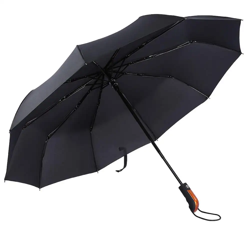 

Black Large Windproof Travel Umbrella 10 Ribs Unbreakable Auto Open Close Waterproof Stormproof Canopy Rustproof Folding Compact