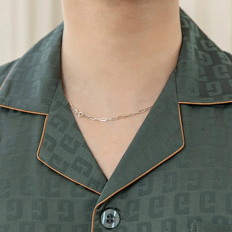 Autumn Sleepwear Men Pajamas Sets with Pants Solid Satin Turn-Down Collar 2 Pieces