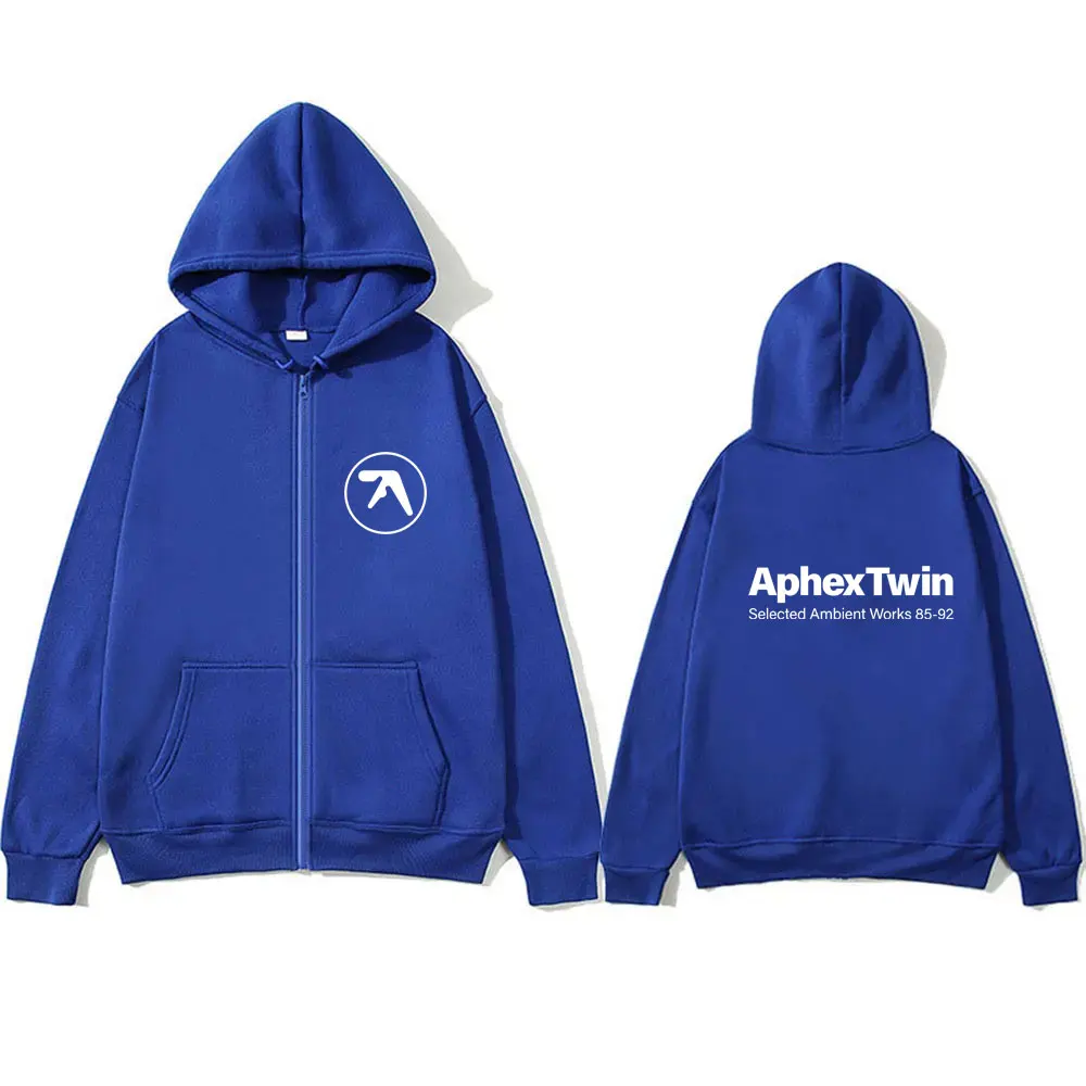 Фото Singer Aphex Twin Selected Ambient Works 85 92, толстовка на молнии с логотипом альбома для мужчин и женщин, модная уличная одежда, мужская винтажная куртка на молнии №3