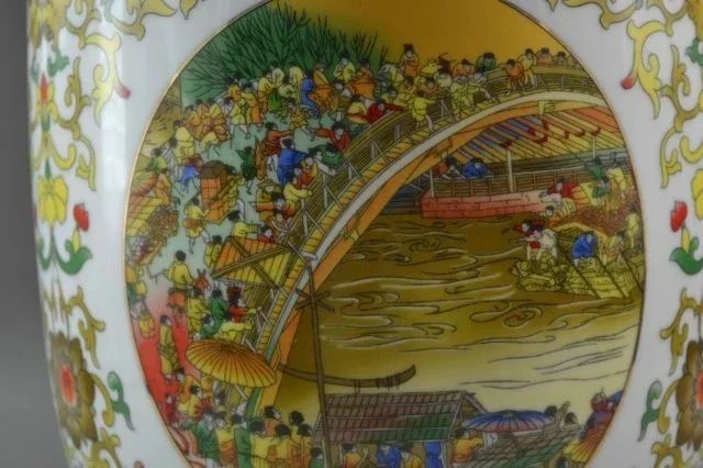 Китайская 9 5-дюймовая ручная работа фарфоровая живопись 11 века больший город