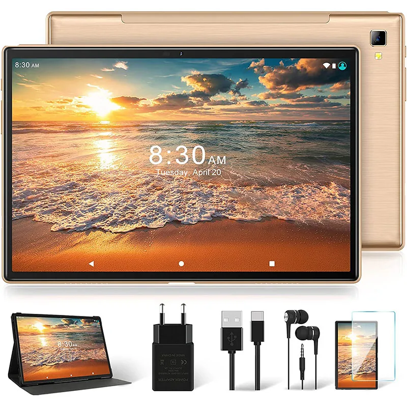 

Global Version Yestel T5 Tablet 10.1 inch Octa Core 4+64GB 6000 mAh Tablete PC 120Hz 2.5K LCD Display Golden Tablet Android 11
