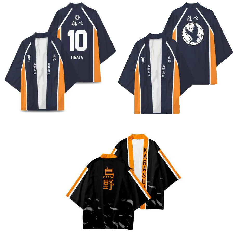 

Аниме Haikyuu Karasuno старшая школа Хината шойо кагеяма тобио Косплей Костюм японское кимоно кардиган рубашка хаори Оби одежда